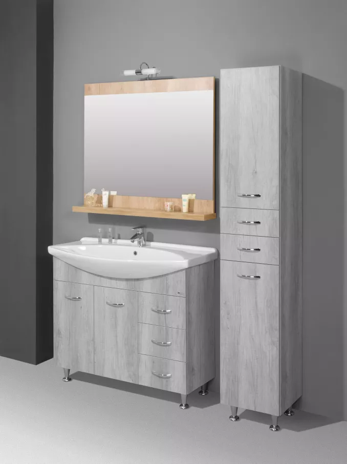 Sanglass Trend 85 T/1 fürdőszobabútor felső elem-tükör piperepolccal NNT - Fa hatású szín